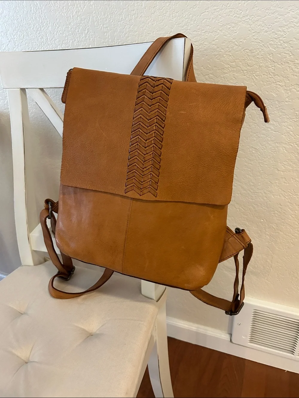 Vilencia  Holland Leather Fold-Over Backpack
